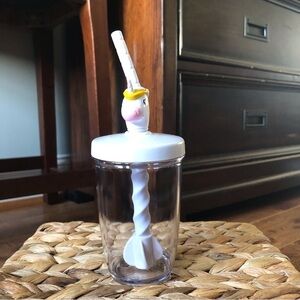 Unicorn chocolate milk mixer cup with lid and straw